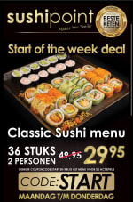 Classic Sushi menu bij Sushi Point, 29,95 met de code