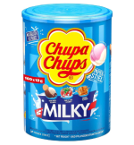Tubo de 100 Sucettes -Chupa Chups - Parfums Choco/Vanille, Lait/Fraise, Caramel - 0 Pour cent de Matières Grasses-- Boite Milky de 1,2 Kg à 13,90€