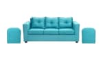 Sofá Essenza Julieta de 3 cuerpos + 2 Pouf Turquesa por $237.990