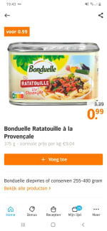 Bonduelle Ratatouille voor €0,99 bij Albert Heijn