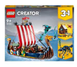 Juguete de Construcción y Acción Barco Vikingo y Serpiente Midgard, Casa, Dragón y Lobo LEGO Creator 3en1 por 59,35€.