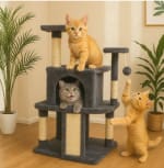 Katten krabpaal met huisje 102 x 43 x 43 cm voor €19,99 bij Ocahma