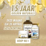 De hele maand oktober ontvang je op elk 2e artikel van Golden Naturals 50% korting!