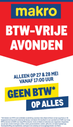 Makro BTW vrije avonden op 27 en 28 mei