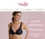 15% korting bij aankoop van 2 artikelen bij Triumph