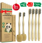 Cepillo Dientes Bambu Paquete de 6 + 2 Portacepillos de Dientes