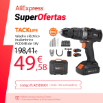 TACKLIFE-taladro eléctrico inalámbrico PCD04B de 18V, herramientas eléctricas con batería de iones de litio de 2.0Ah, velocidad Variable, 0-1600RMP por 49.58€