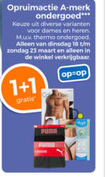 1+1 gratis op A-merk ondergoed bij Trekpleister
