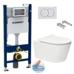 Pack bâti-support GEBERIT Duofix Basic + WC SAT Brevis sans bride + abattant SoftClose + plaque blanche à 279,90€