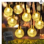 Cadena luminosa exterior, 11 m, 60 LED, luces solares de jardín por 9,99€