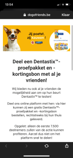 Gratis pakketje dentastix en kortingsbon