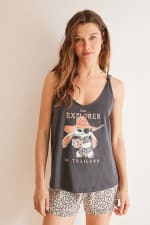 Pijama corto 100% algodón gris Stitch para Mujer por 5.99€