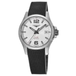 Conquest V.H.P. 41mm Cadran Argent Bracelet Caoutchouc Noir Montre Homme L3.716.4.76.9 à 513,42€