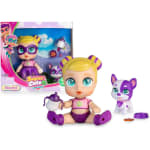 Super Cute Mini Glitzy Cool Doll with Puppy - Sofi & Wanda, muñeca articulada de 12 cm con Cachorro, Trajes y Accesorios de superhéroe por 5.99€