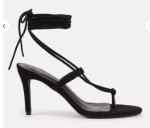 Black faux suede tie up mid heel sandals for £14.