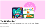 Tot 40% korting op Pampers + een gratis boekje Dikkie Dik bij Bol.com