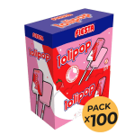FIESTA Lolipop Caramelo Masticable con Palo Sabor Fresa Caja de 100 unidades por 19,95 €