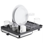 Escurreplatos Plegable de Acero Inoxidable con Soporte para Cubiertos Extraible por 24,99€