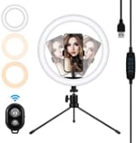 10" Aro de Luz Anillo de Luz LED 3 Colores 10 Brillos Regulables Control Remoto con trípode por 8,99€