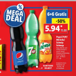 Lidl Duitsland frisdrank 6 + 6 gratis (50 cent per fles)