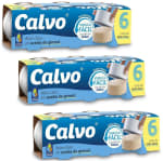 3 Calvo Atún Claro en Aceite de Girasol Pack 6 x 65g por 13,50€