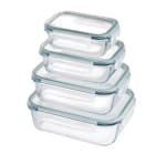 MAXHOME-Set 4 fiambreras de cristal rectangulares 370-600-1000-1500ml por 13,33€