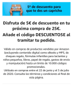 Cupón Amazón 5€ descuento en compras + 25€