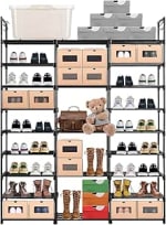 Zapatero de 9 Niveles 3 Filas de Metal DIY para 50-55 Pares Zapatos con Gancho por 32,79€