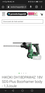 HiKOKI DH18DPAW4Z 18V SDS-Plus Boorhamer body - 1,3Joule voor €155 bij Gereedschappelijk