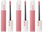 3 Unidades de Maybelline New York, SuperStay Matte Ink, Pintalabios Mate de Larga Duración, Tono 10 - Dreamer, Rosa Claro por 14.26€