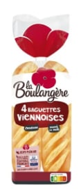 Sachet de 4 baguettes viennoises La boulangère à 1,59€