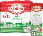 Leche Président desnatada o semidesnatada brik 1L – Pack de 6 litros por 5,41€