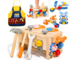 Caja Herramientas Bricolaje Juguetes Niños 3 4 Años Montessori, 39 Piezas Juegos de Construcción de madera con Delantal Infantil por solo 22,24€