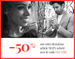 50% de réduction sur le 2ème article Maty (le moins cher des deux) - hors exceptions