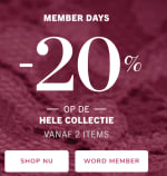20% korting vanaf 2 artikelen tijdens de Hunkemöller member days