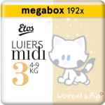 Megabox 192 etos luiers maat 3, bij bol.com 10 ct per stuk