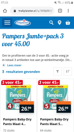 3 jumbopacks luierbroekjes Pampers voor €45