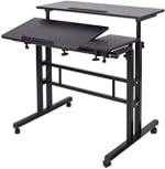 sogesfurniture Mesa de Ordenador Portatil Mesa Auxiliar con Ruedas, Altura Ajustable, Mesa Escritorio de la Computadora Estación de Trabajo para Hogar Oficina, 80 * 60 * 67-115cm, Negro por 49,99€