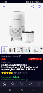 prijsfout? Rolfstone Air Balance - Luchtreiniger voor €10