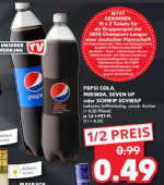 7up of Pepsi 1.5 lt voor €0,49 (Duitsland)