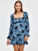 Vestido Mini Print con Volante por 5.99€