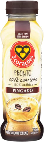 Cappuccino 3 Corações Pronto Café com Leite Pingado 260ml - R$ 5