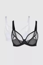 Gorgeous DD+ 2-Pack Sheer Non-Pad Plunge Bra - £5