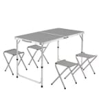 Mesa Plegable de Camping y 4 taburetes Mesa Malentín con Asa para Playa, Mesa Picnic de Aluminio y loneta Gris Regulable en 3 Niveles por solo 37,05€