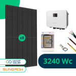 Kit solaire autoconsommation 3240 Wc Full Black monophasé à 1 548,90 €