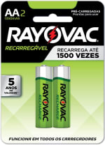 Pilha Recarregável da Rayovac ECO AA com 2 unidades - R$ 26,68