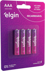 Pilha recarregável da Elgin, modelo AAA Blister de 1000mAh - R$ 21,76