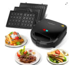 Sandwichera 3 en 1, 750W : Sandwichera Eléctrica, Grill y Gofrera. 3 Placas Desmontables Antiadherentes e Intercambiables por 28,90€