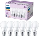 Pack 6 bombillas Philips LED clásica mate 8W (Eq. 60W) 806 lúmenes, casquillo E27, Luz Cálida (2700K) por 14,97€