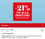 -21% op alle parfums bij planet parfum.